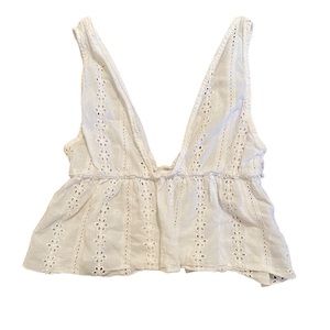 Subdued White Floral Crop Top